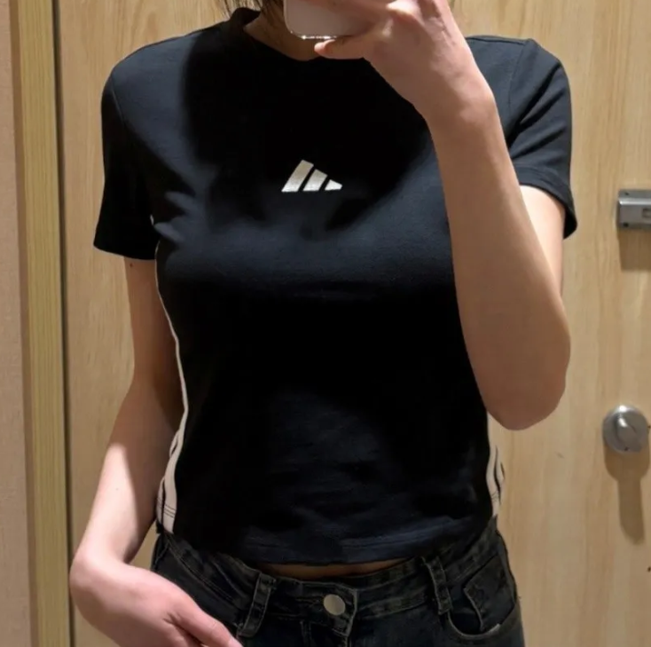 Áo Adidas Women Short Sleeve Casual Sports Black [ JY8570 ]