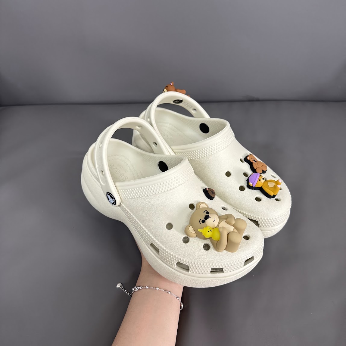 Sục Crocs Platform Classic Bone [ 206750-2Y2 ]