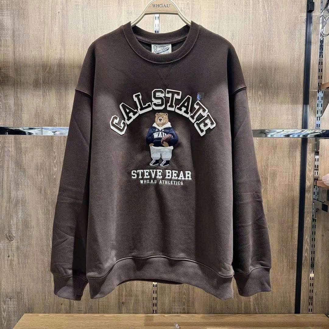 Áo Whoau Steve Patch Sweatshirt Màu Nâu [ WHMWE3923U-00 ]