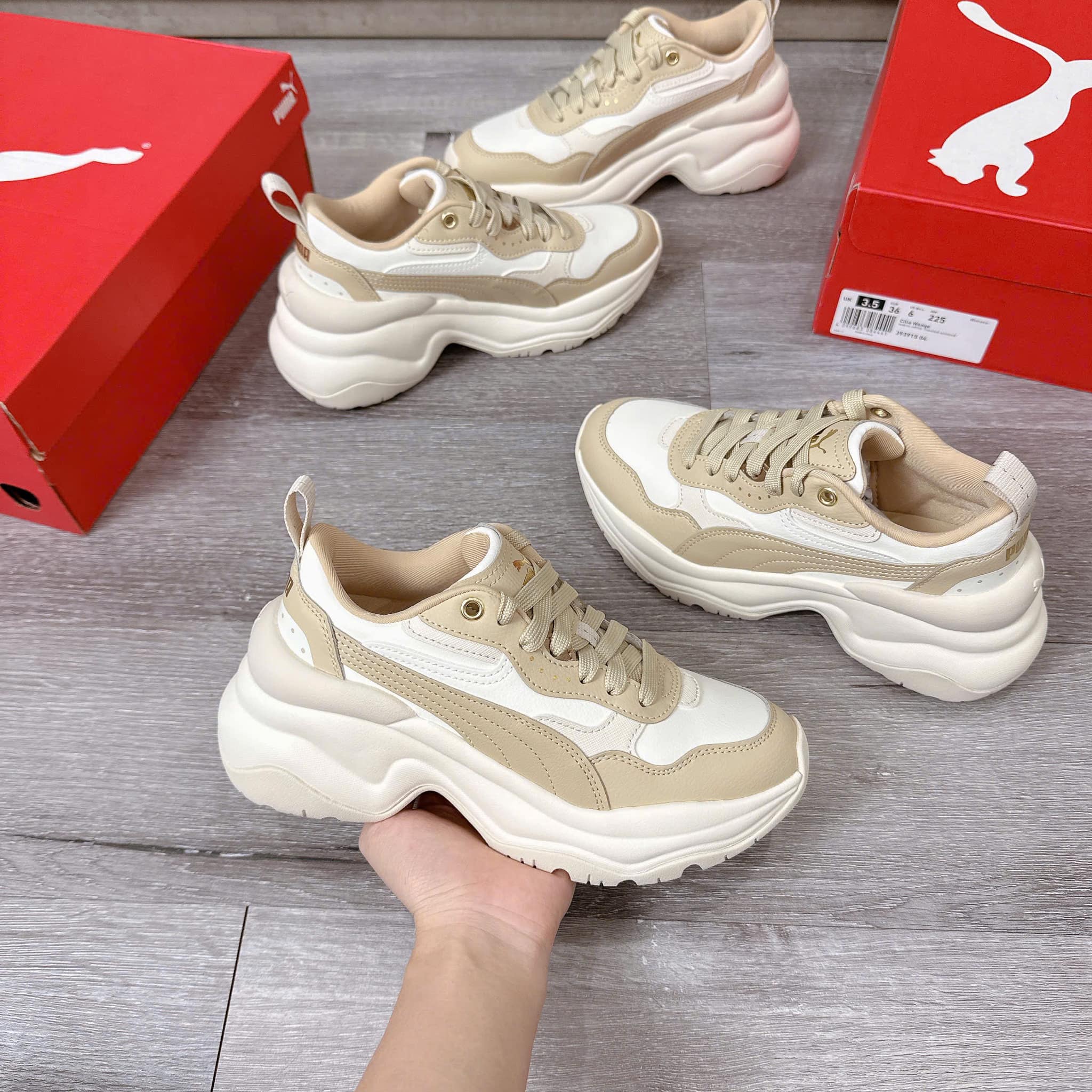 Giày Puma Cilia Wedge Warm White [ 393915 04 ]