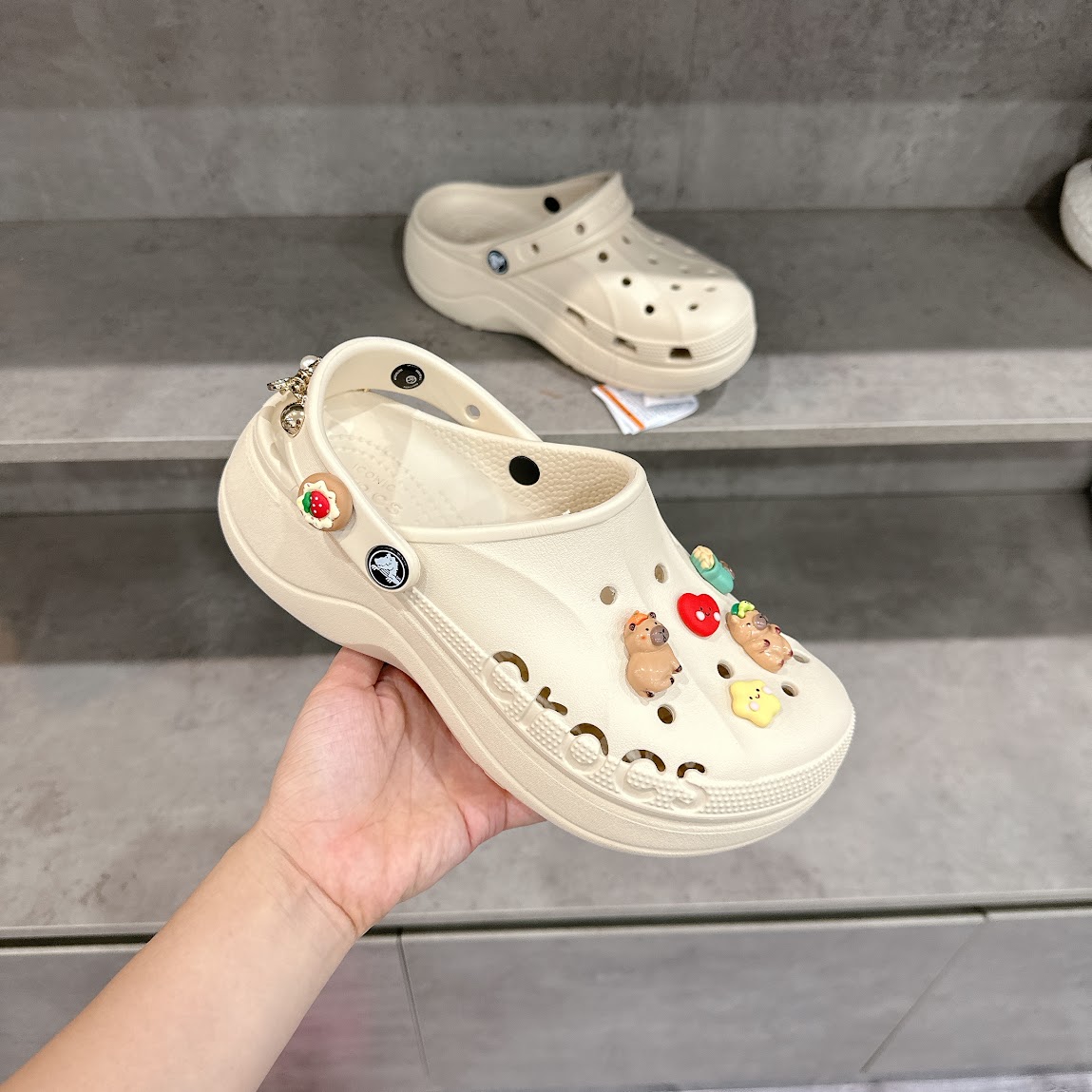 Giày Clog Crocs Baya Platform Winter White [ 208186-11S ]