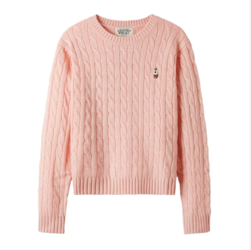 Áo WHOAU Steve Cable R-neck Pull Over Pink [ WHKAE4901F -01 ]