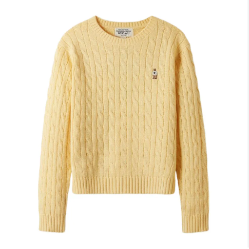 Áo WHOAU Steve Cable R-neck Pull Over Yellow [ WHKAE4901F -01 ]