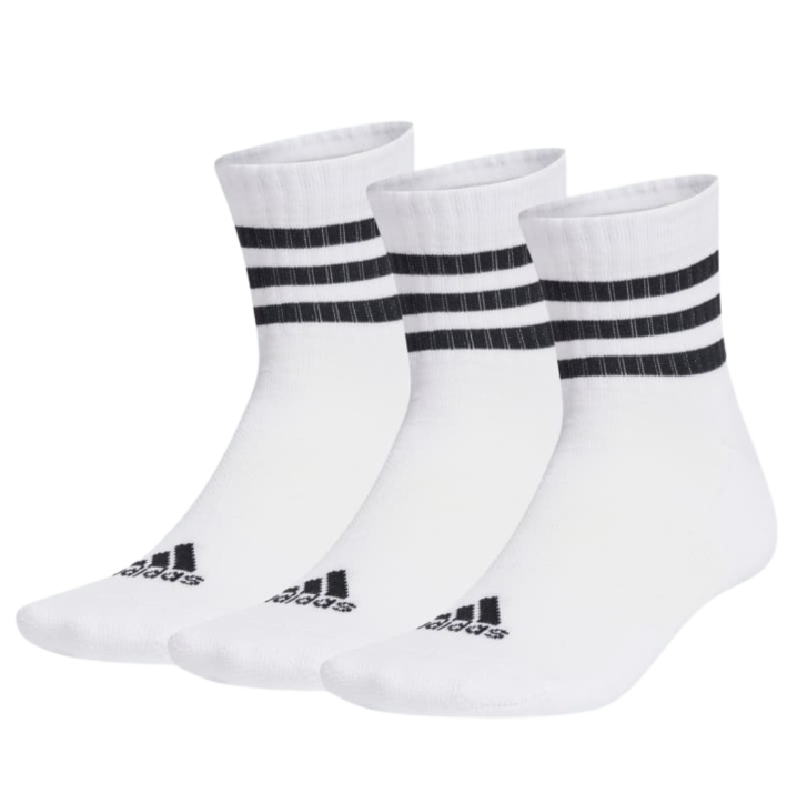 Set Tất Adidas 3-Stripes Cushioned Sportswear Mid Cut Socks 3 Pairs White [ HT3456 ]