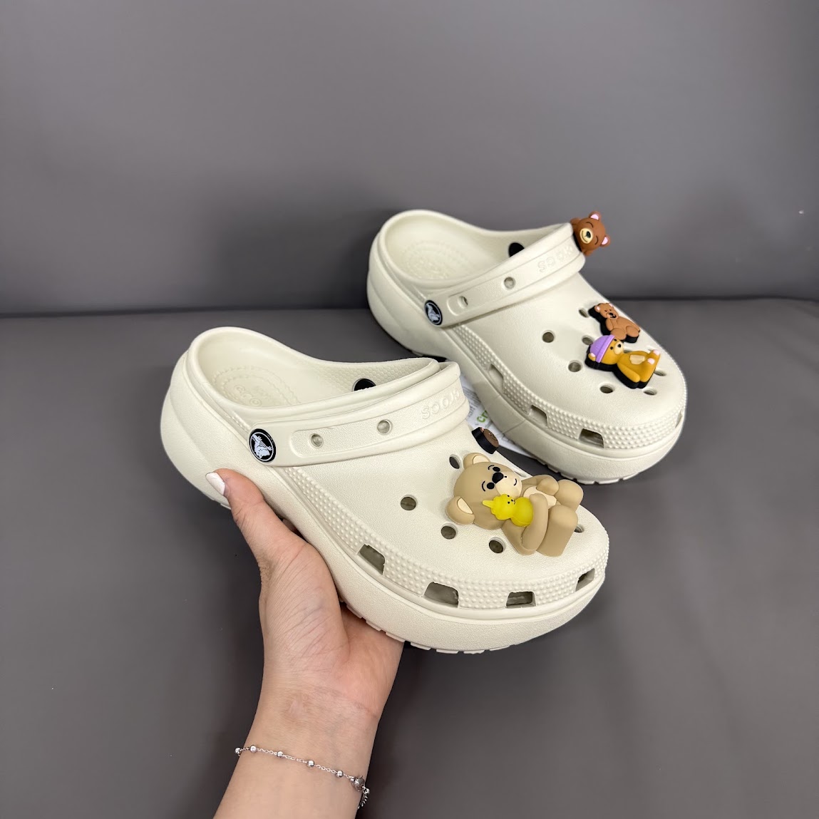 Sục Crocs Platform Classic Bone [ 206750-2Y2 ]