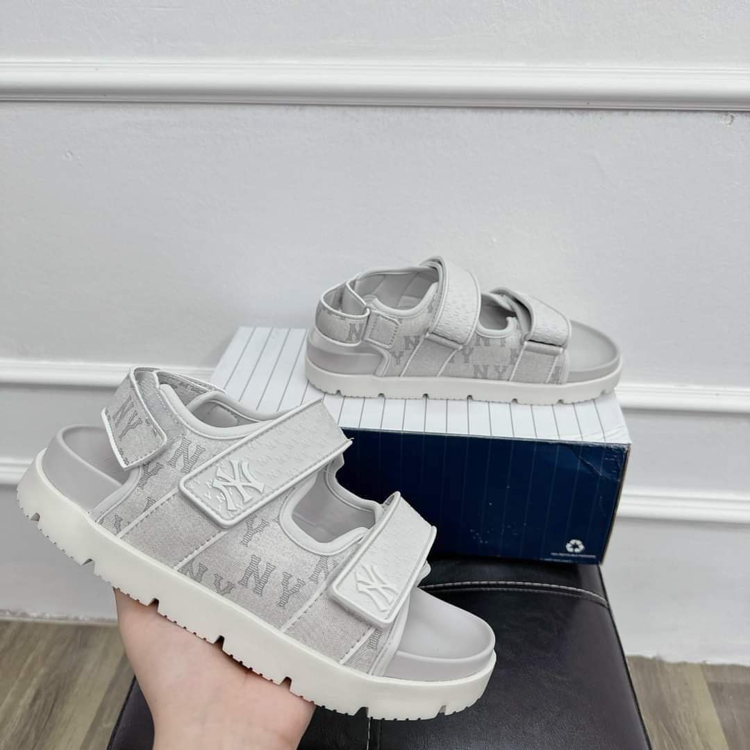 Dép Sandal MLB Liner Denim Monogram NY Yankees Grey [ 3ASDTPD43 50GRS ]