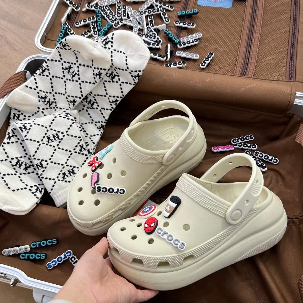 Giày Clog Unisex Crocs Crush Classic Bone [ 207521-2Y2 ]