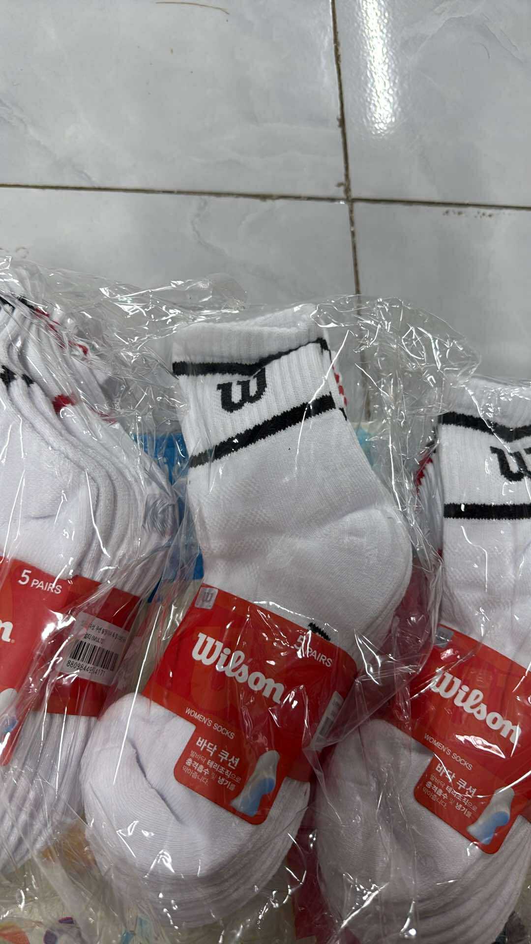 Set Tất Wilson 5 Pack White Red/Black [ BT-2CS03 ]