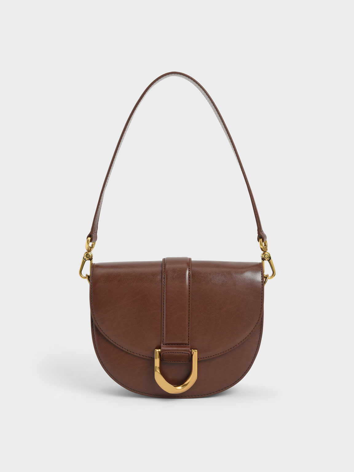 Túi Đeo Vai Charles & Keith Gabine Saddle Bag Màu Nâu Tối [ CK2-80781616 ]