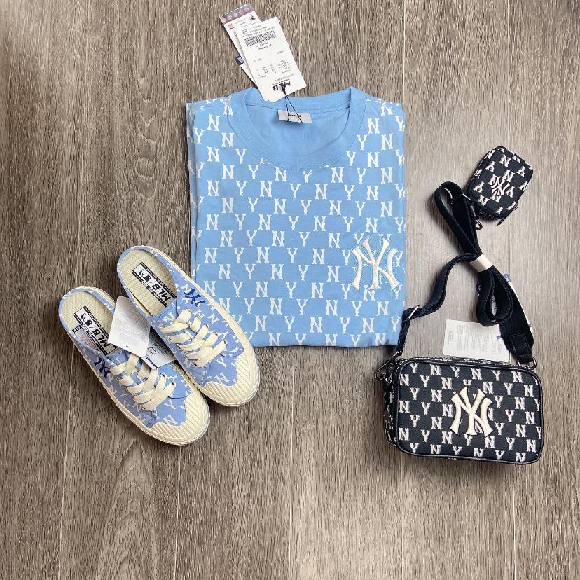 Áo Thun MLB MONOGRAM All-Over T-Shirt-NY Xanh ( 3ATSM1023-50BLL )