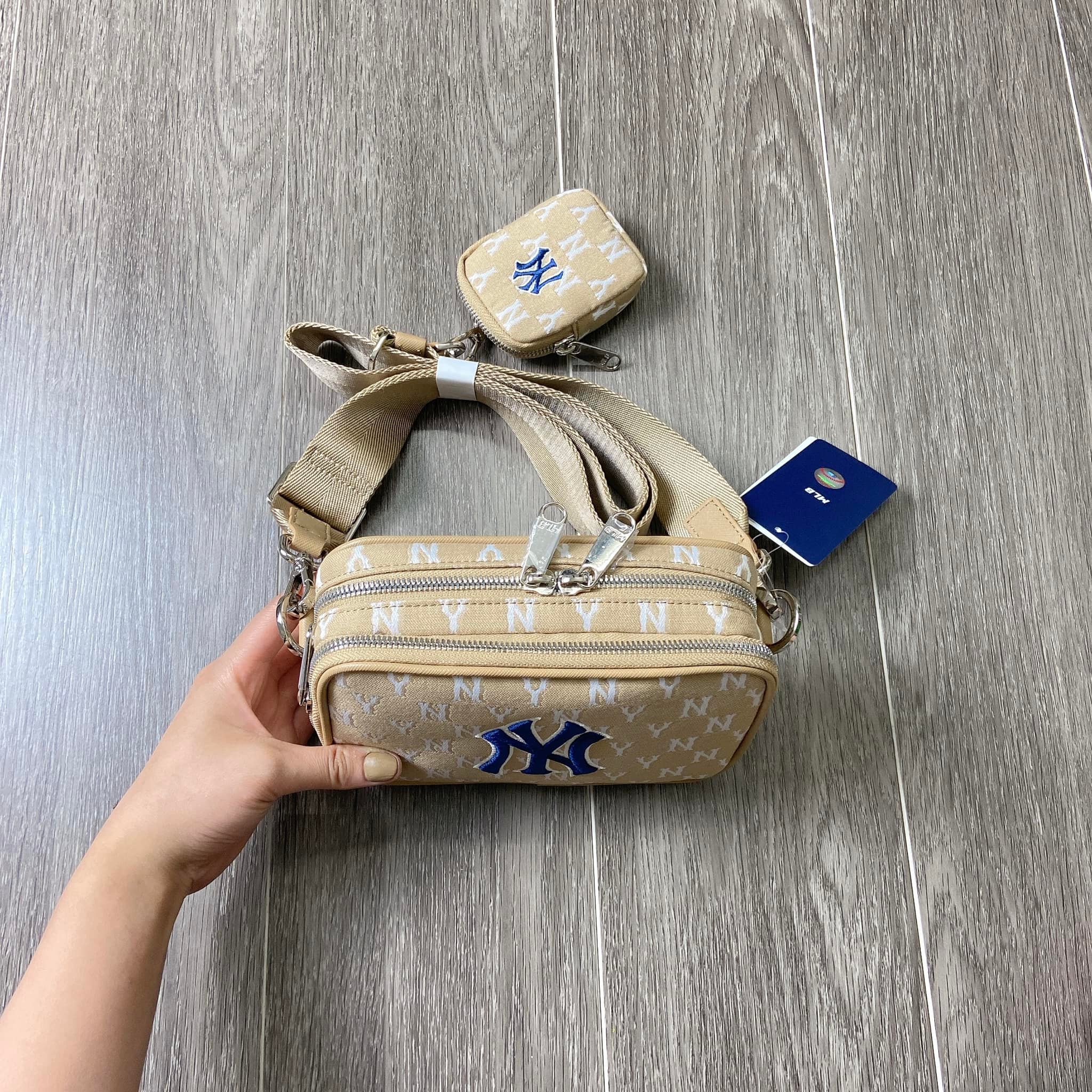 Túi MLB Monogram Jacquard Mini Crossbody Bag NY Yankees Màu Be [3ACRS022N 50BGD]