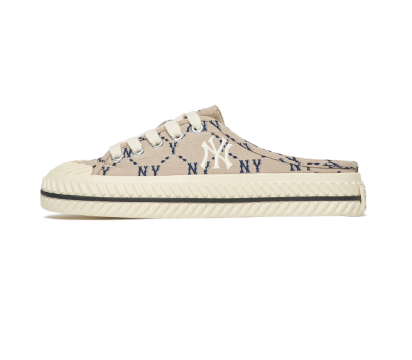 Giày MLB Mule Dia Monogram NY Màu Beige 3AMUMDA2N 50BGS