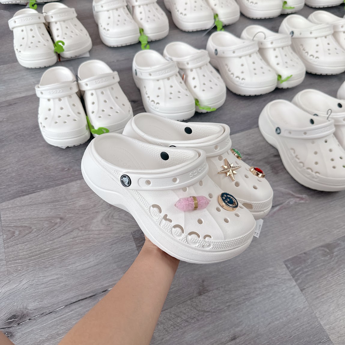Giày Clog Crocs Baya Platform White [ 208186-100 ]