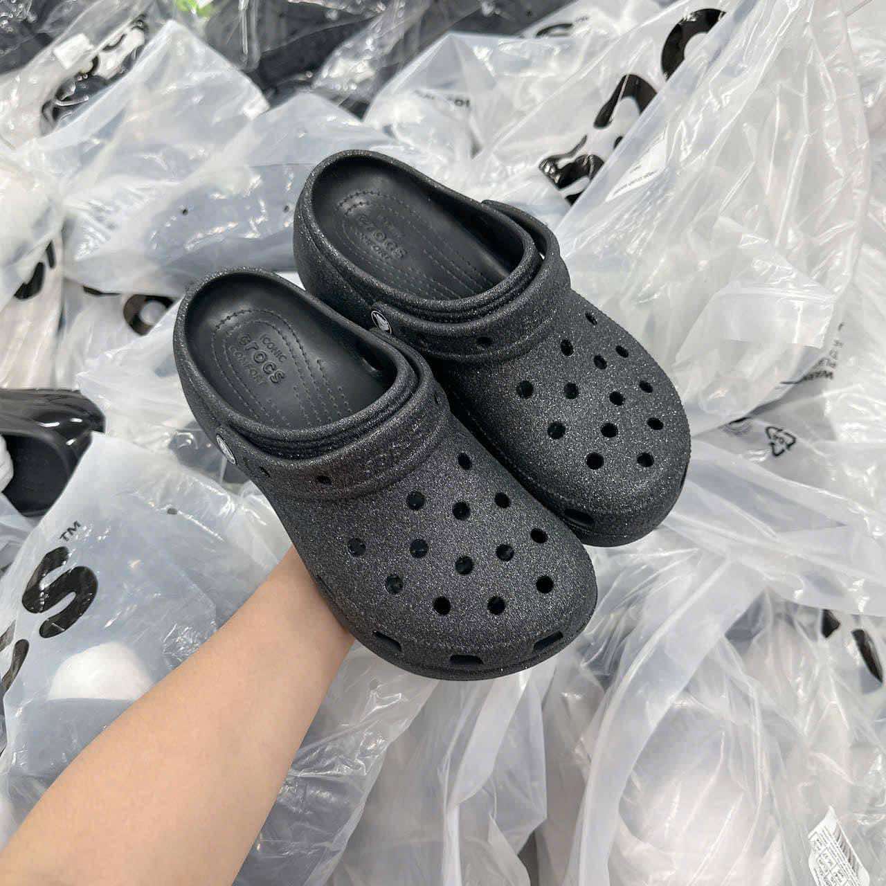 Giày Crocs Classic Platform Glitter Clog Black [ 207241-001 ]