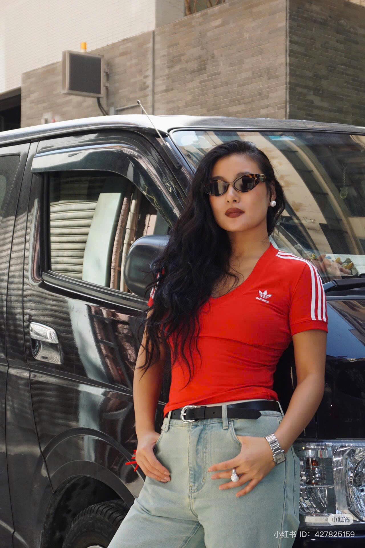 Áo Adidas 3 Stripes V-Neck Slim Red [ IR8116 ]