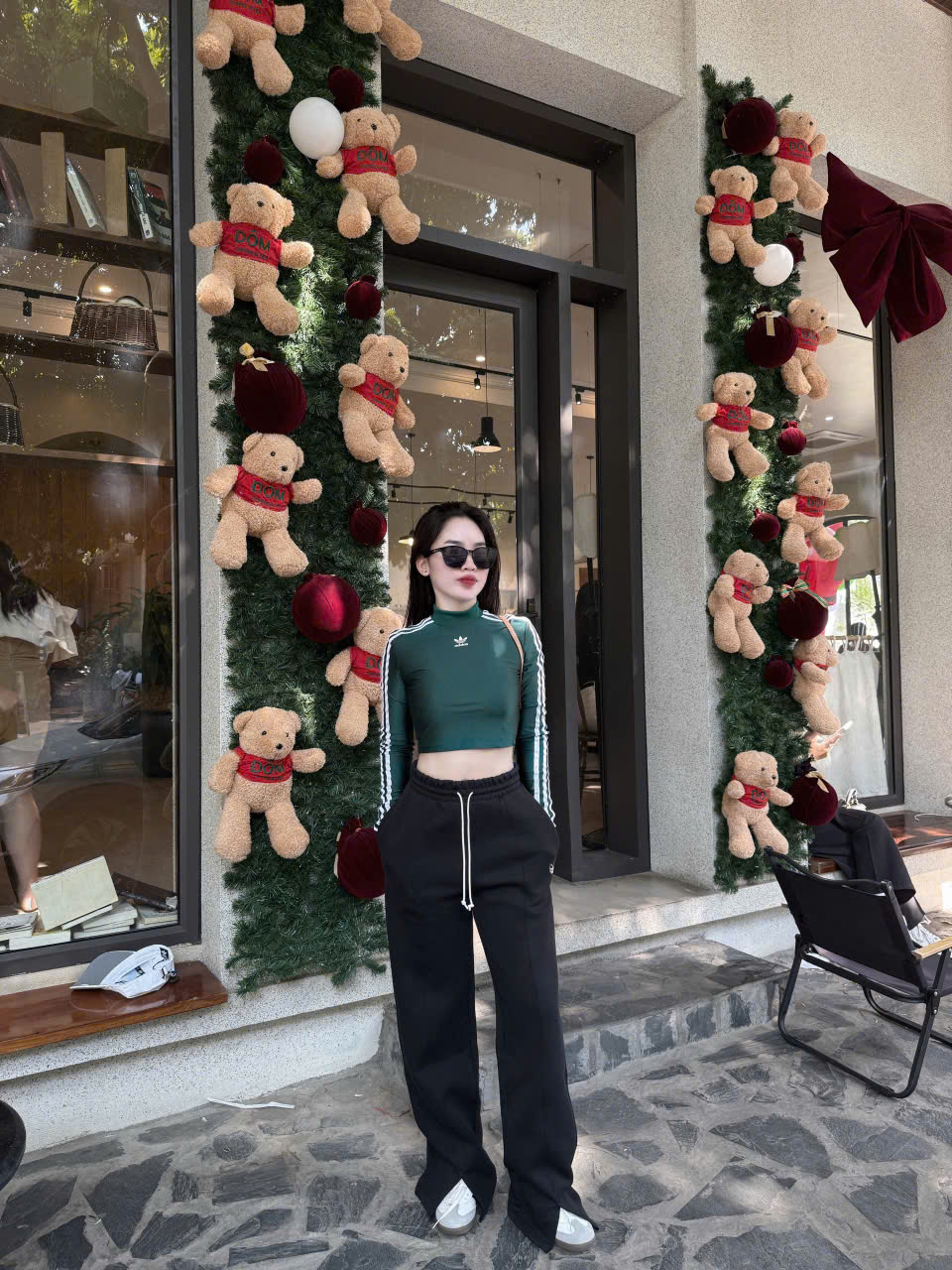 Áo Adidas 3 Stripes Cropped Long Sleeve Green [ IR8136 ]