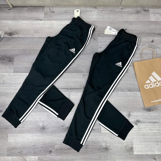 Quần Adidas Essentials French Terry Tapered Cuff 3 Stripes Black [ GK8831 ]