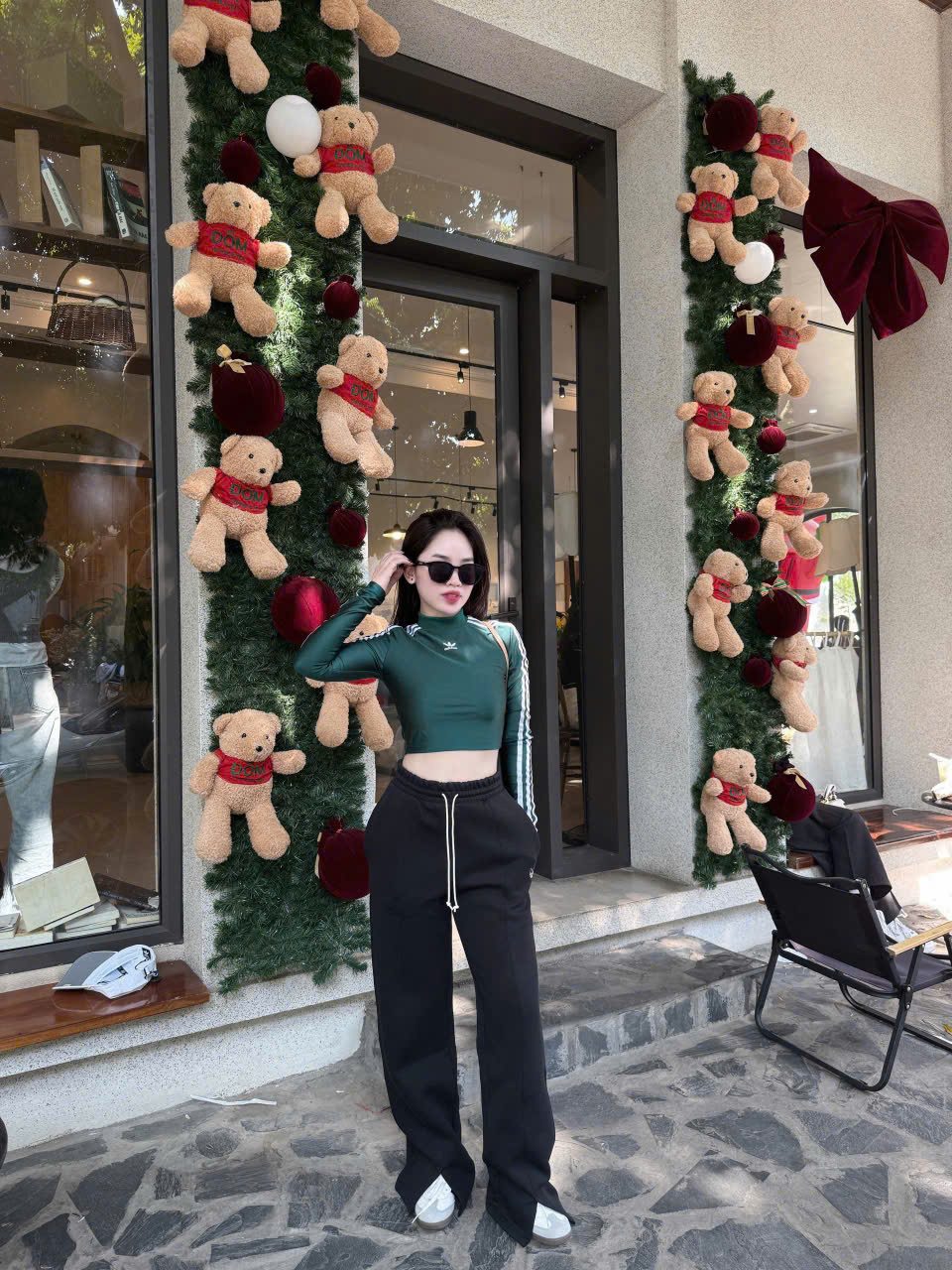 Áo Adidas 3 Stripes Cropped Long Sleeve Green [ IR8136 ]