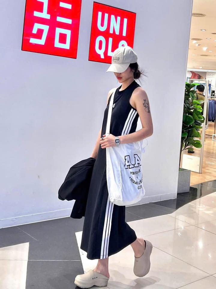 Váy Adidas Essentials 3-Stripes Long Racerback Dress Black [ JE1208 ]