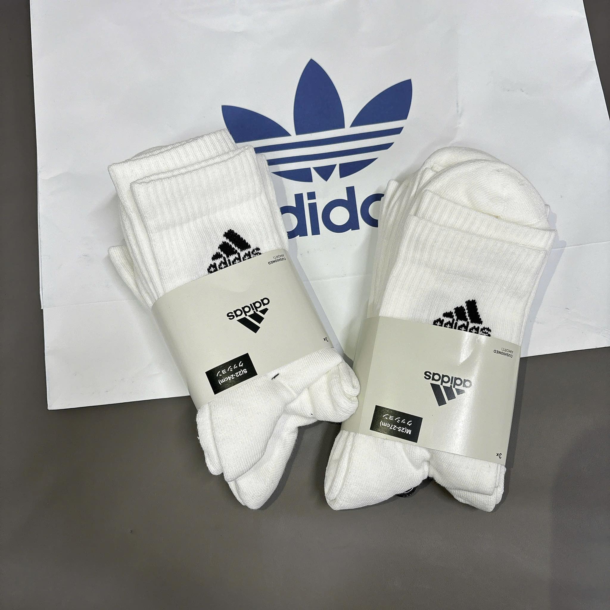 Set Tất Adidas Cushioned Crew Socks 3 Pairs White [ HT3446 ]