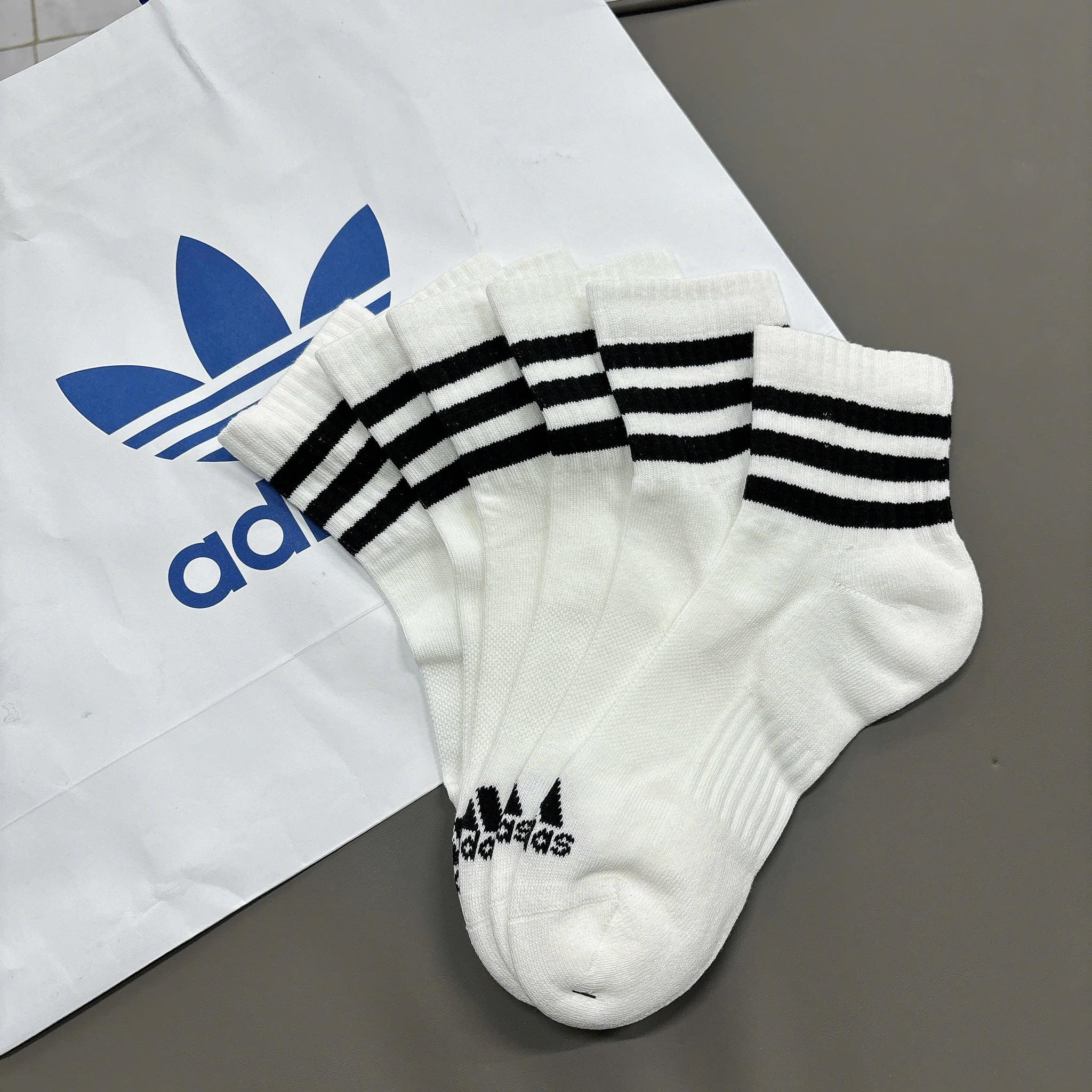 Set Tất Adidas 3-Stripes Cushioned Sportswear Mid Cut Socks 3 Pairs White [ HT3456 ]
