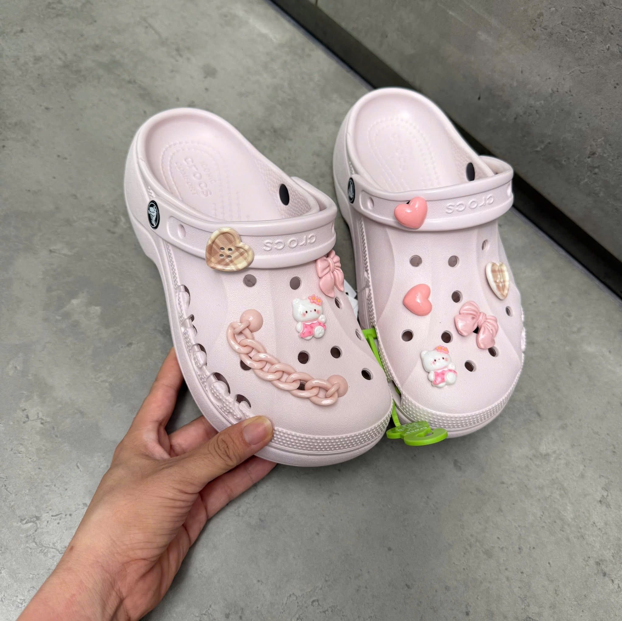 Dép Crocs Baya Platform Clog Barely Pink [ 208186-6PI ]