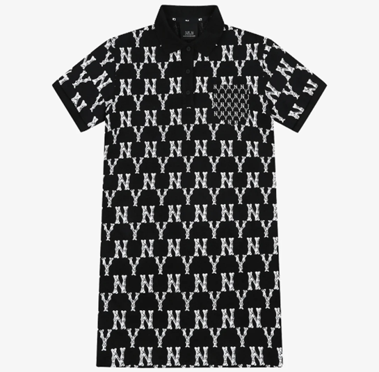 Váy MLB Monogram Allover Collar Short Sleeve One Piece NY Yankees Black  [ 31OP17131-50L ]