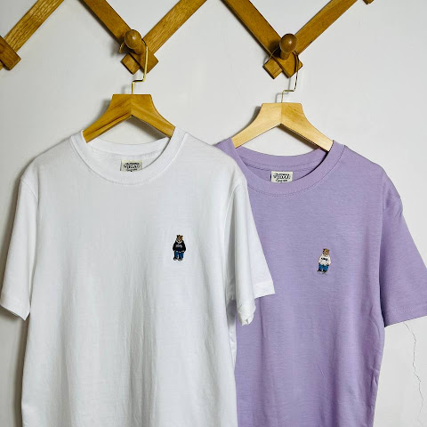 Set Áo Phông Gấu WHOAU Màu Trắng - Tím [ WHRAD2323U ]