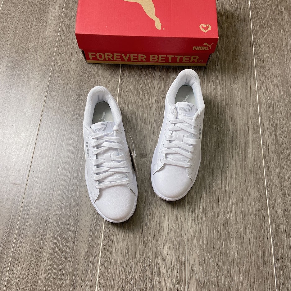 Giày Puma Vikky V3 Leather White Silver [ 383115 02 ]