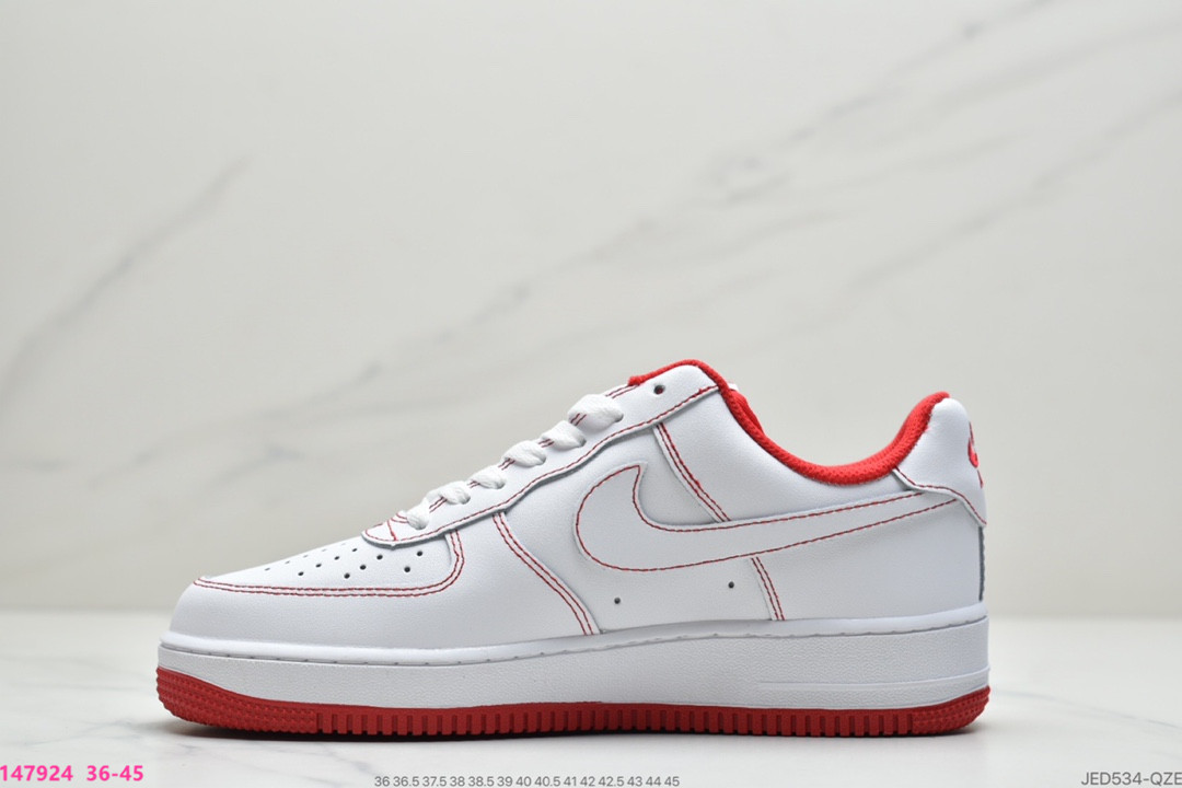 Giày Nữ Nike AF1 GS viền đỏ CW1575-100