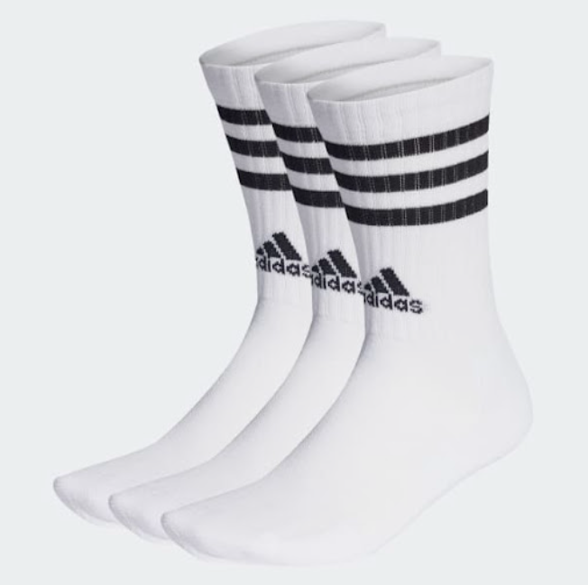 Set Tất Adidas 3-Stripes Cushioned Crew Socks 3 Pairs White [ HT3458 ]