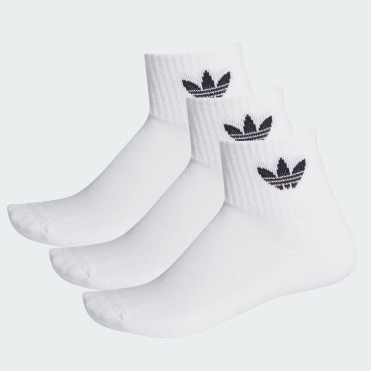 Set Tất Adidas Mid Crew Socks 3 Pairs White [ FT8529 ]