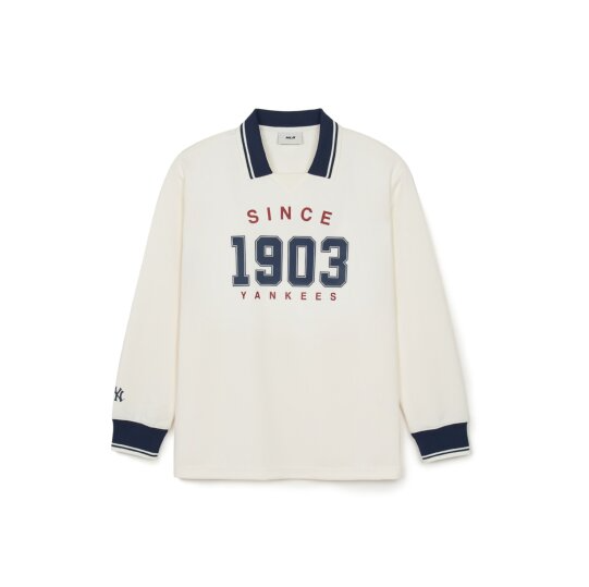 Áo MLB Unisex Varsity Polo Shirt Cream [ 3ATSV0944 50CRS ]