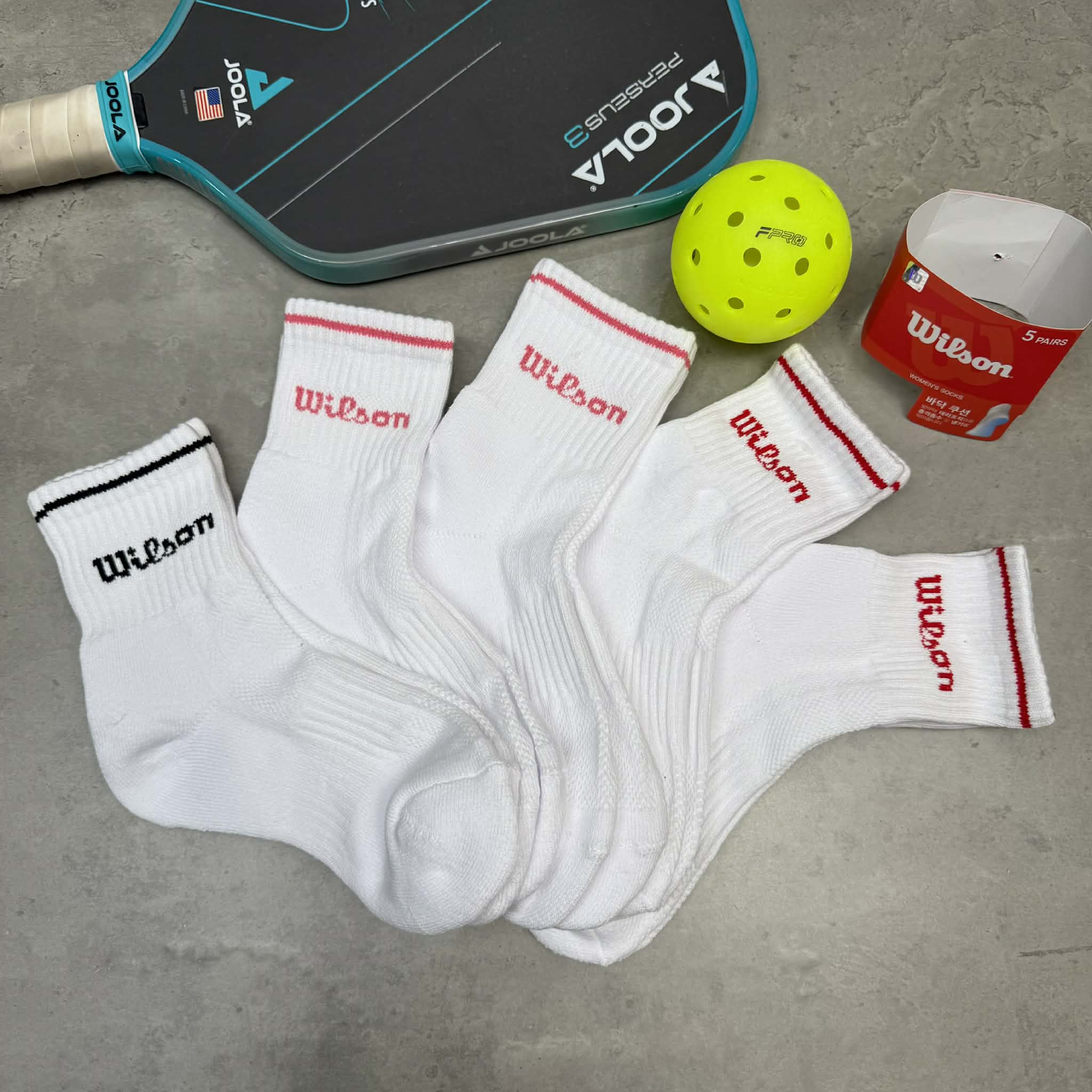 Set Tất Wilson 5 Pack White Red/Black [ BT-2CS04 ]