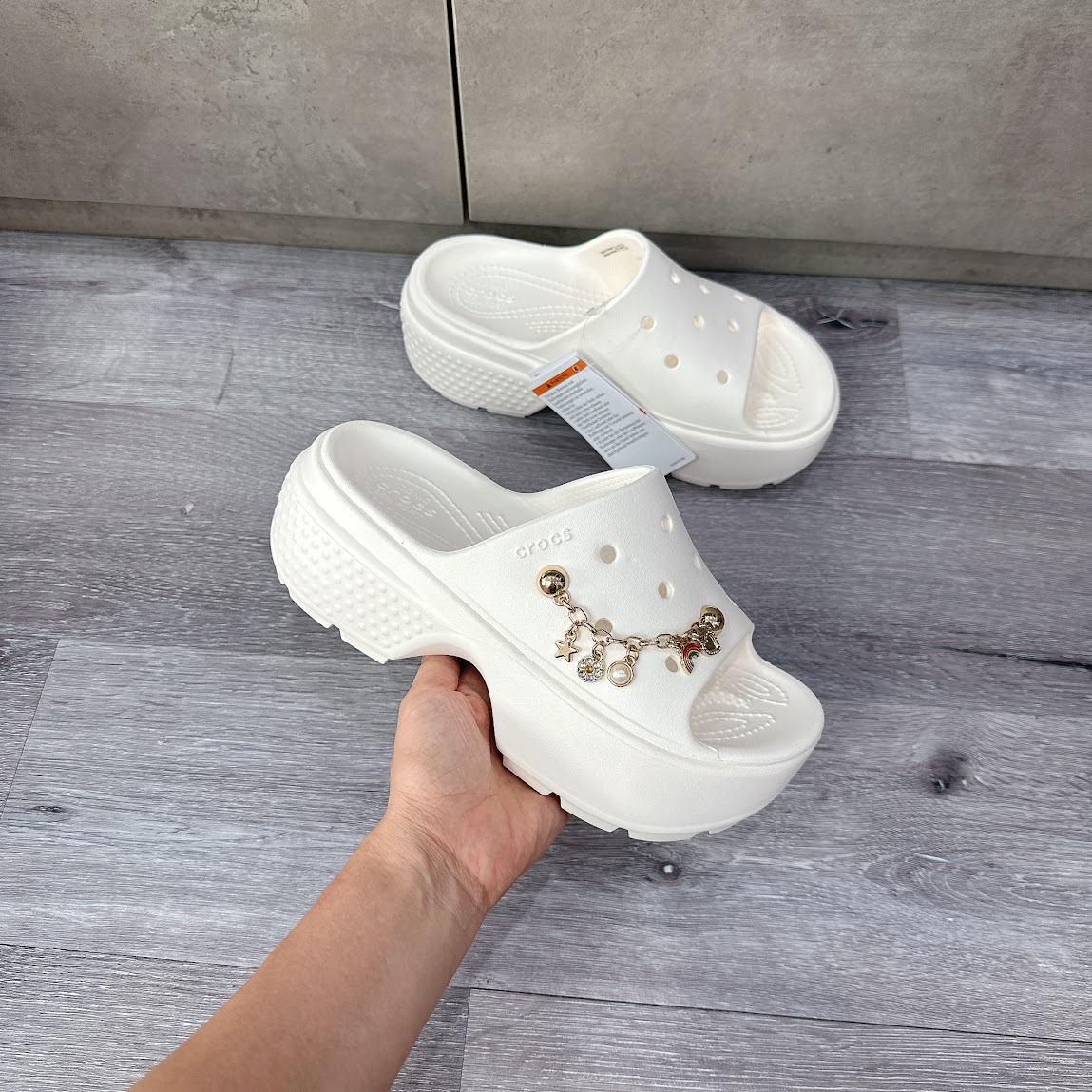 Dép Quai Ngang Unisex Crocs Stomp Chalk [ 209346-0WV ]