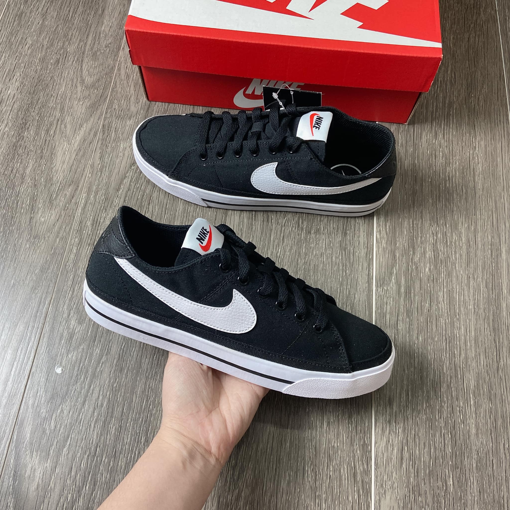 Giày Nike Court Legacy Canvas Black White CW6539-002