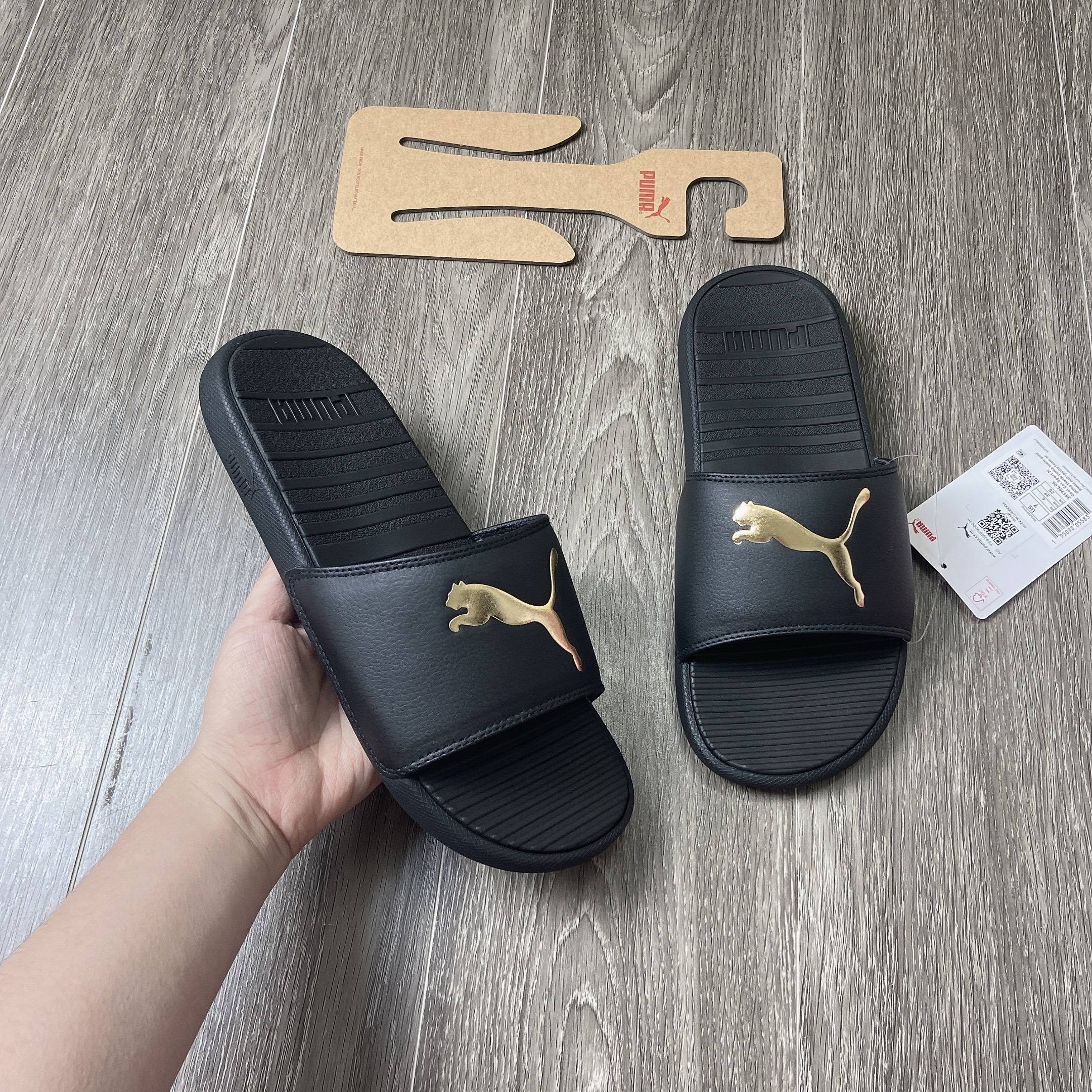Dép Puma Cool Cat Black Gold LOGO 381704-05