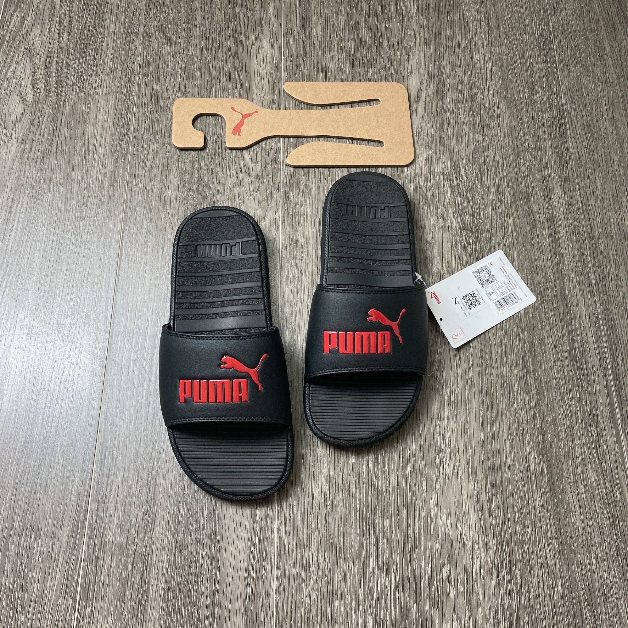 Dép Puma Slides Black Red Logo 371023-02