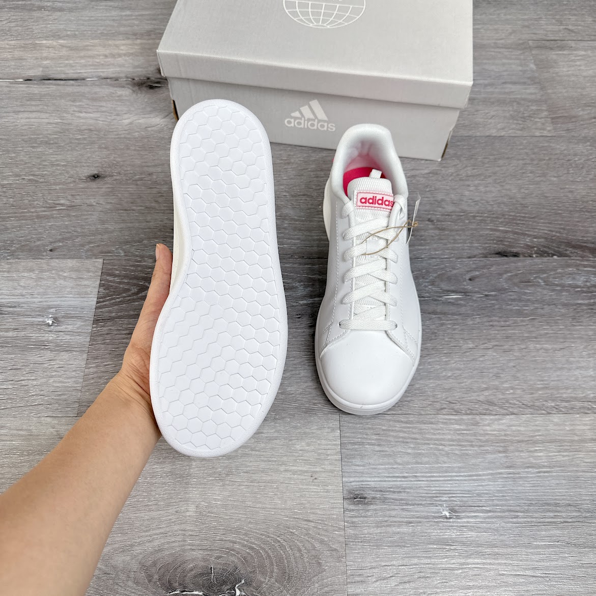 Giày Adidas Advantage K Pink Trắng Hồng [ EF0211 ]