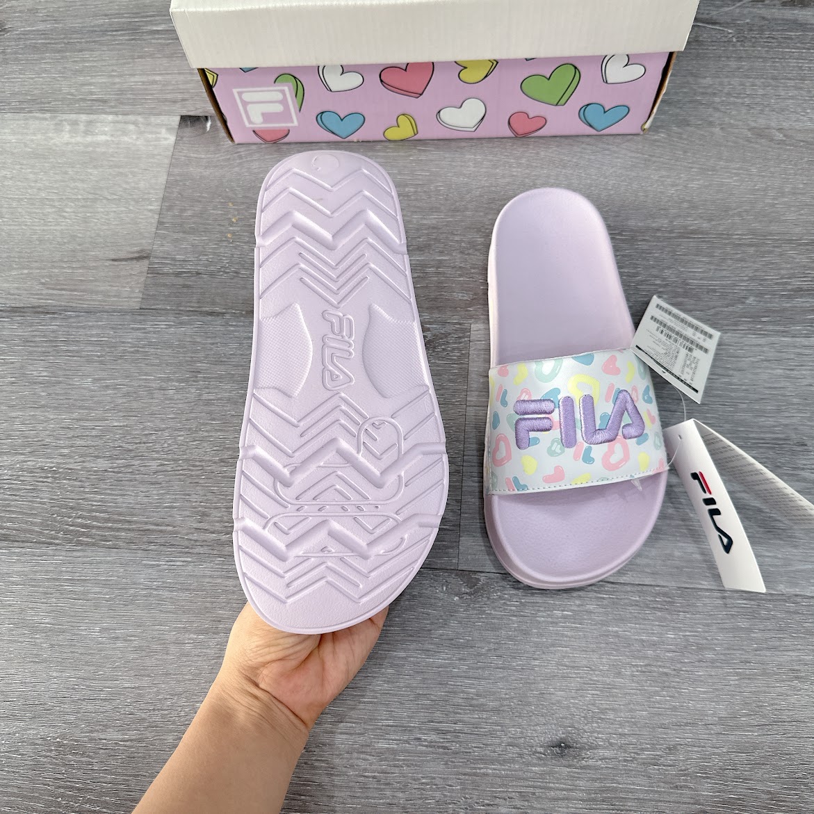 Dép FILA DRIFTER 22 V-DAY Trắng Đế Tím [ 1SM01619E 667 ]