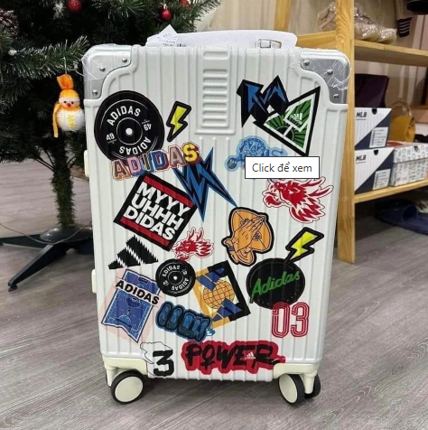 Vali Kéo Adidas Sticker Trắng Sữa 2023 mẫu 03 [ 38x24.6x58 ]