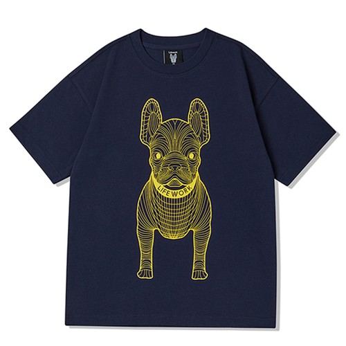 Áo Thun Life Work Basic Màu Xanh Navy - Vàng [ LW225TS990-5 ]