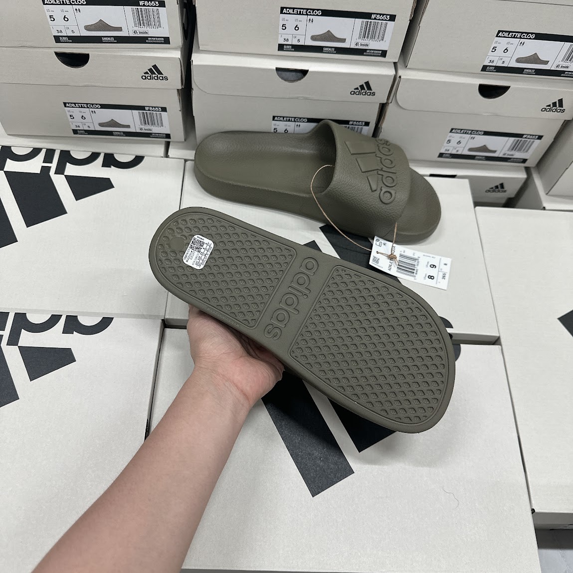 Dép Adidas Adilette Aqua Slides Olive Strata [ IF7372 ]