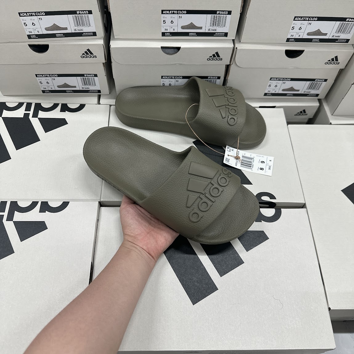 Dép Adidas Adilette Aqua Slides Olive Strata [ IF7372 ]