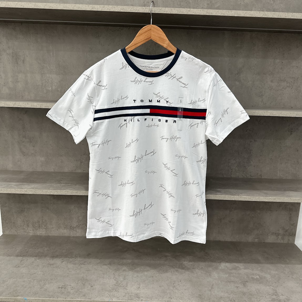 Áo Tommy Hilfiger Essential Script Logo Optic White [ 78D8510 100 ]