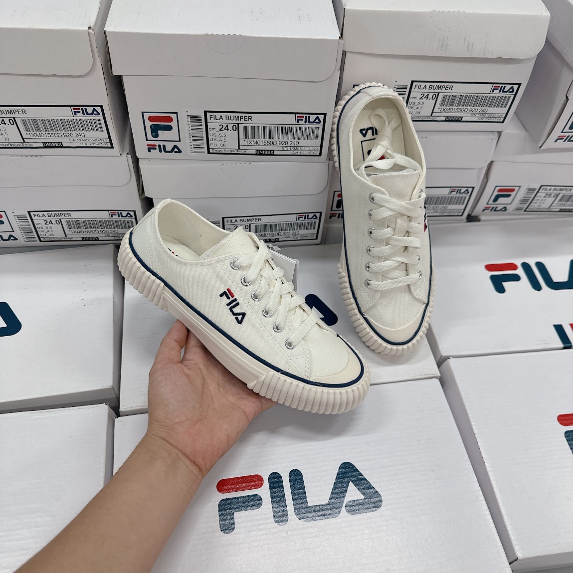 Giày Fila Unisex Bumper Beige [ 1XM01550D 920 ]