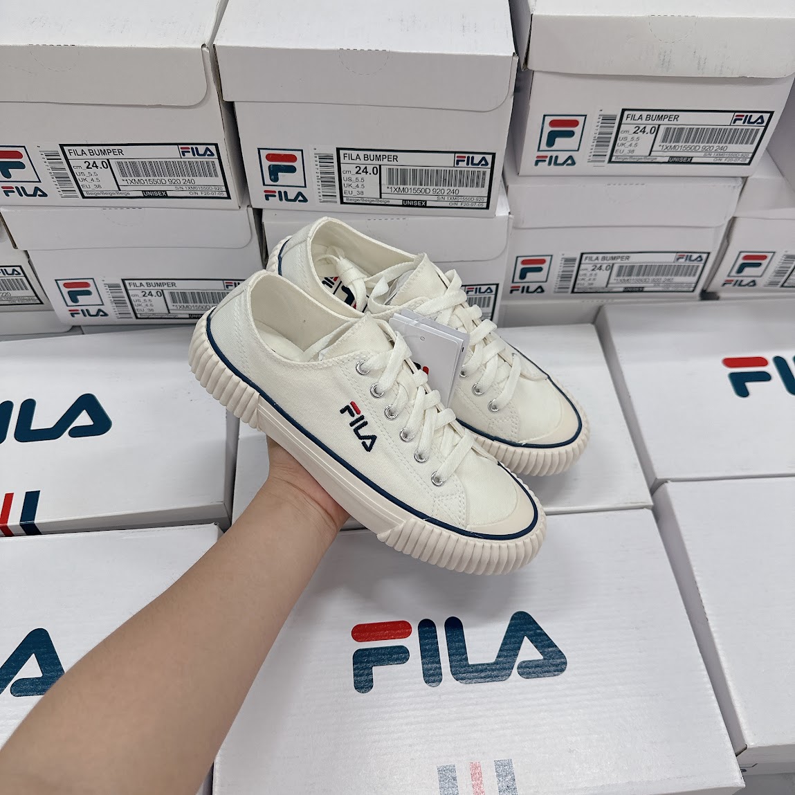 Giày Fila Unisex Bumper Beige [ 1XM01550D 920 ]