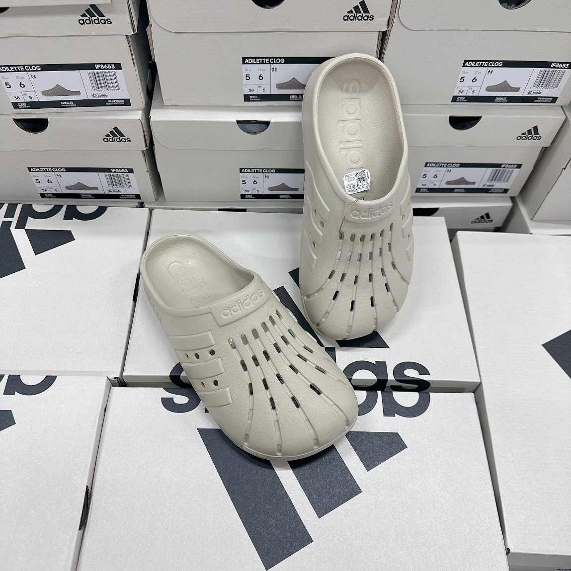 Dép Adidas Adilette Clog Putty Grey [ IF8653 ]