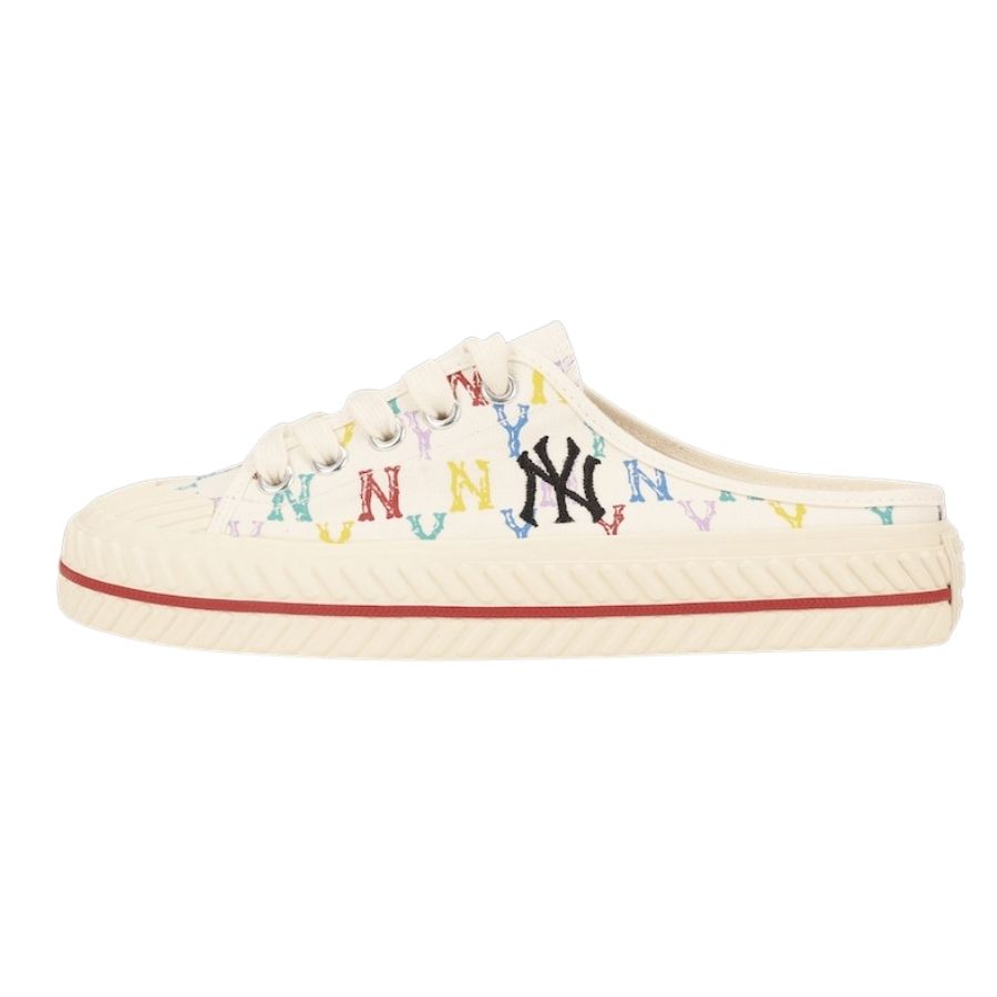 Giày MLB PLAYBALL Mule Monogram NY Màu Trắng [ 32SHSM111-50W
