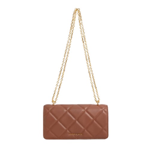 Túi Đeo Chéo Charles & Keith Paffuto Chain Handle Quilted Long Wallet Màu Nâu [ CK6-10680992-1 ]